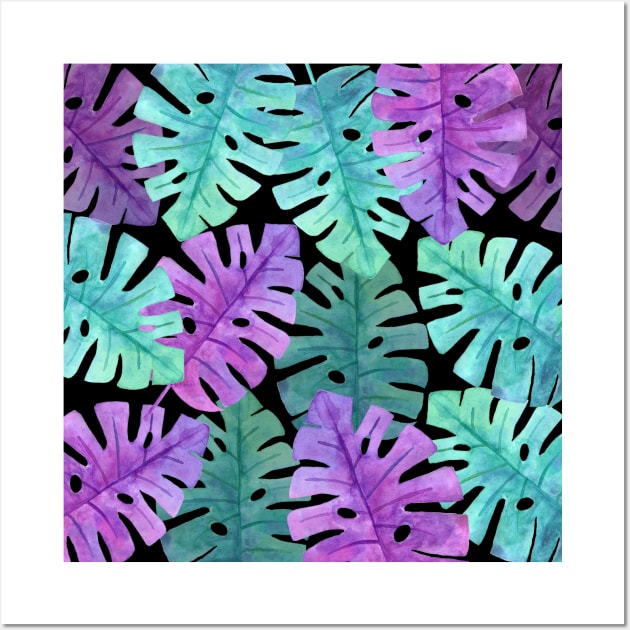 Monstera Plant Purple Green Wall Art by Live Together